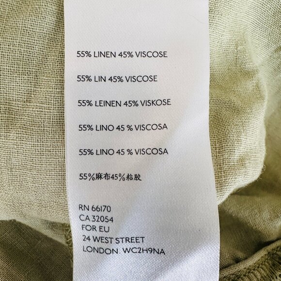 Free People Linen Blend Utility Button Down Blouse with Ties on Puff Sleeve Sz L - Picture 10 of 11